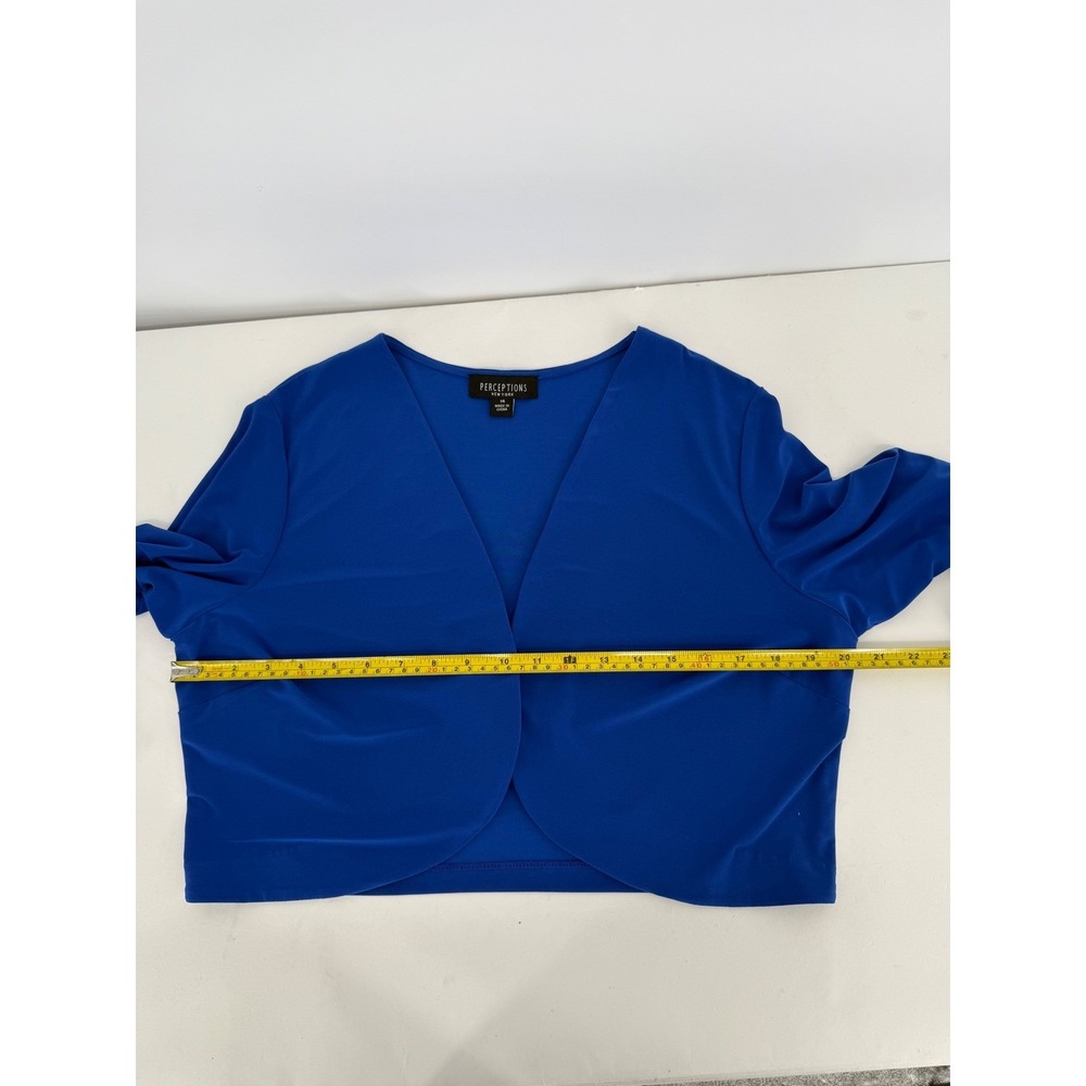Perceptions New York Blue Open Front Long Sleeve Cropped Cardigan Size 14 - Picture 5 of 7
